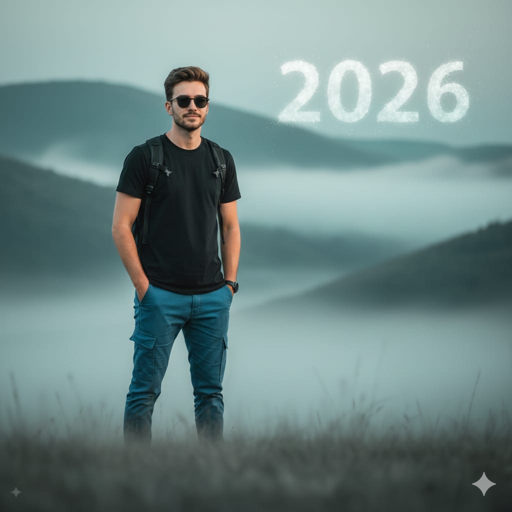 Dağ Manzarasında Sinematik Erkek Portresi Promptu
