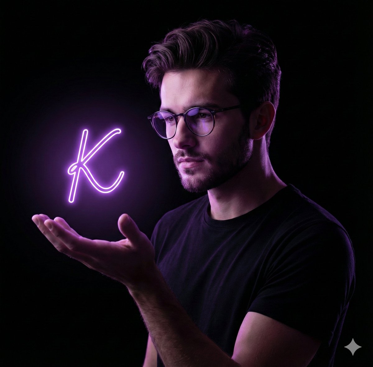 Parlak Neon Yazı ile Portre